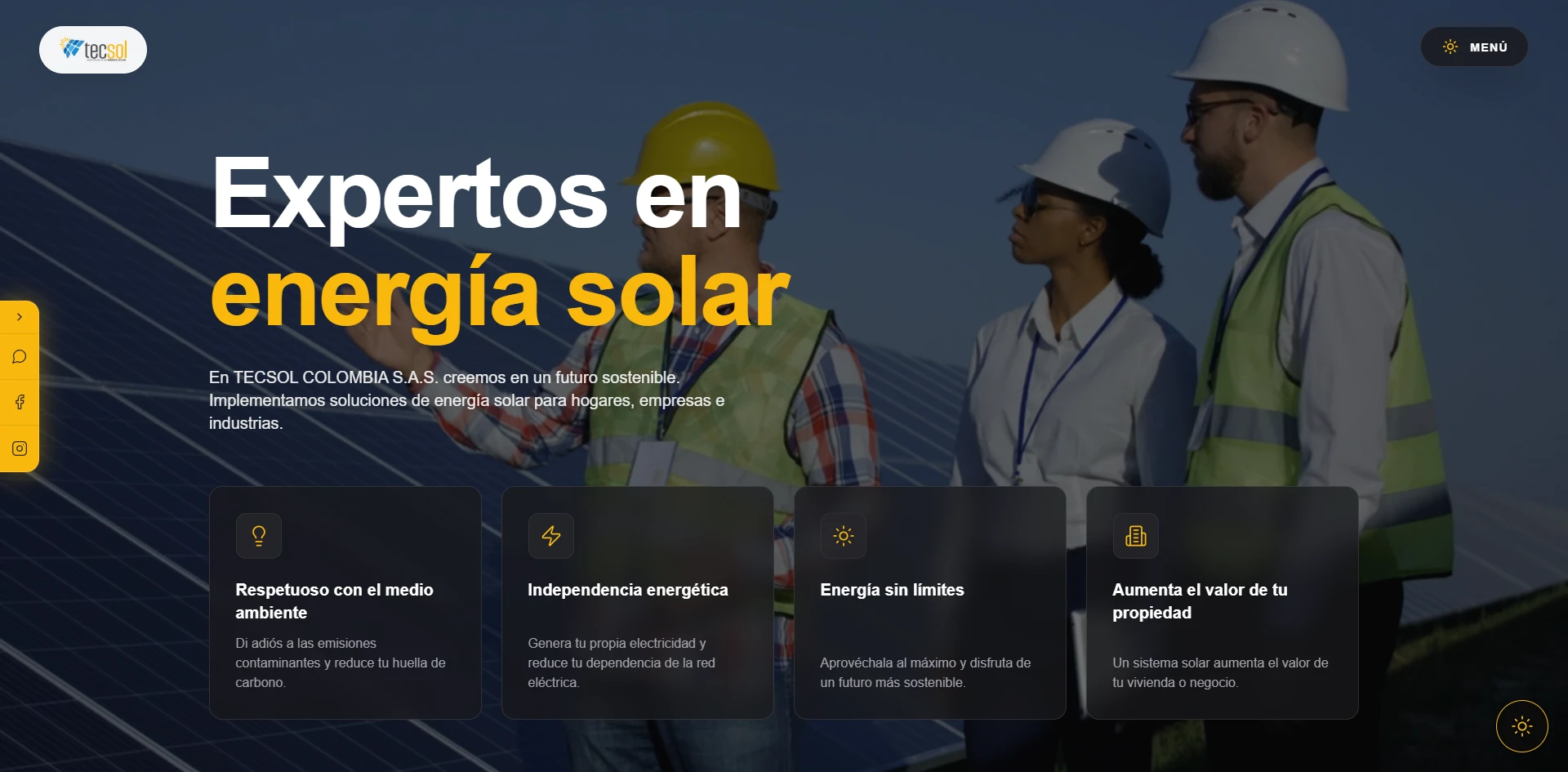 TECSOL Colombia solar energy website