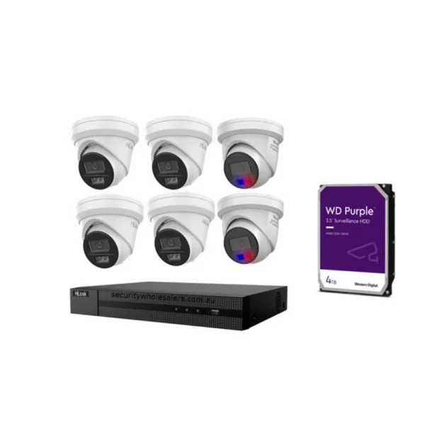 HILOOK BY HIKVISION 6MP 2X T269, 4 X T262 6 CAMERA KIT – ACDC ALL IN ONE CAMERA WITH COLOUR DETERRANCE