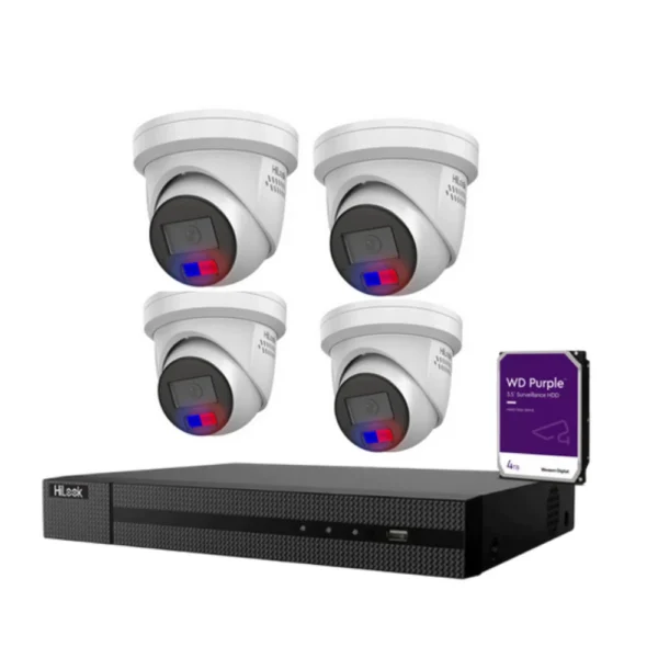 HiLook by Hikvision 6MP AcuSense 4 Camera, 4CH NVR Kit – ACDC All-in-One with Color Deterrence